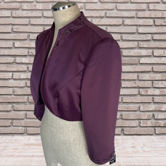 ALEX Evenings 2pc Rhinestone Purple Dress Blazer Suit 10 petite NWT - Picture 9 of 12